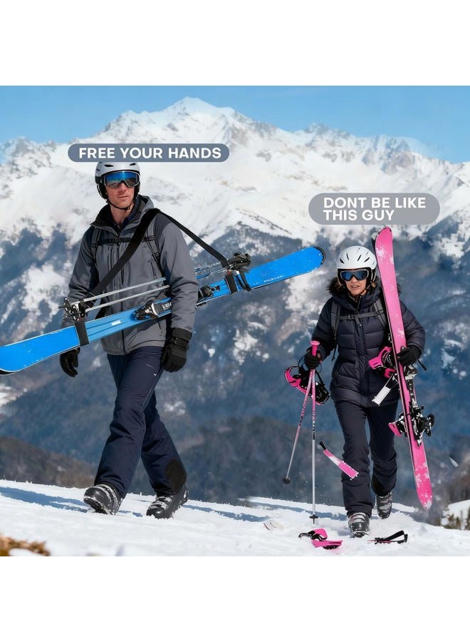 YEESOOM Ski Strap and Pole Carrier 2 Pack, Ski Carrier Straps, Poles and Boot Skis Straps, Avoid The Struggle and Effortlessly Transport Your Ski Gear, Features Shoulder Sling, Black - Image 5