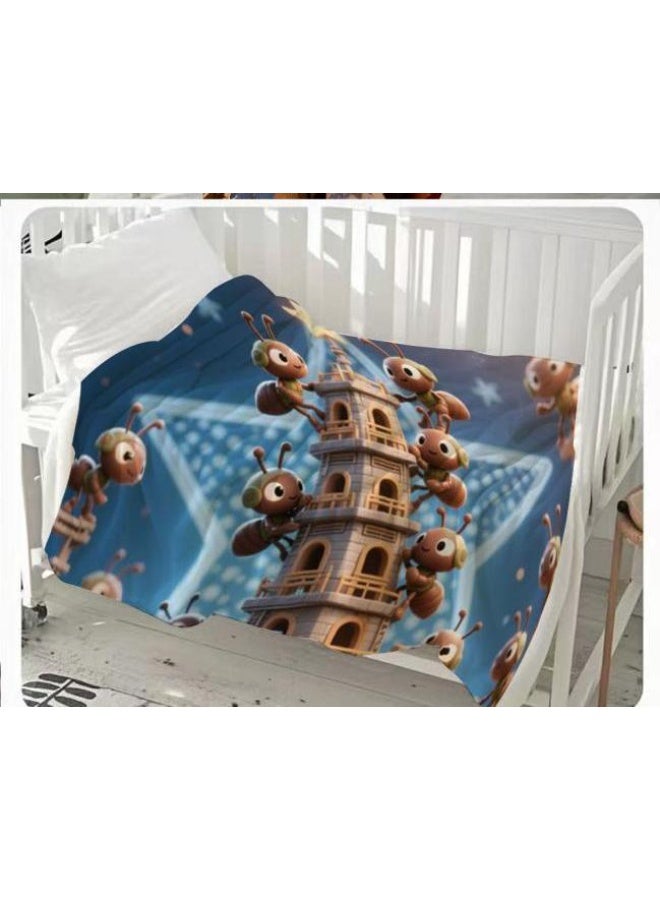 Baby and children's cartoon flannel thin blanket (warm and comfortable, suitable for sleep, game use) 70cm*100cm