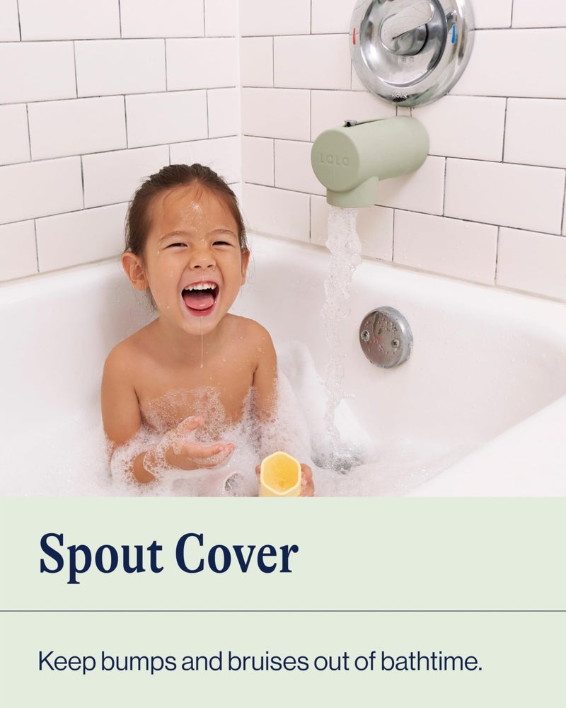 Lalo Spout Cover â€“ BPA-Free Silicone Bath Spout Safety Cover for Babies & Toddler, Fits Most Faucets, Soft & Durable Silicone Bathtub Faucet Cover, Easy to Clean - Sage - Image 2