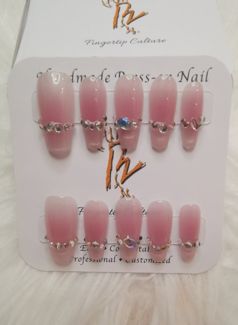 Binzo Beauty Handmade Press On Nails, 10pcs, Nails Art , Acrylic Nails, False Nails, Luxury Collection, Luxury Nails Arts, New Accessories， Wedding Nails，Party Nails. - Image 1