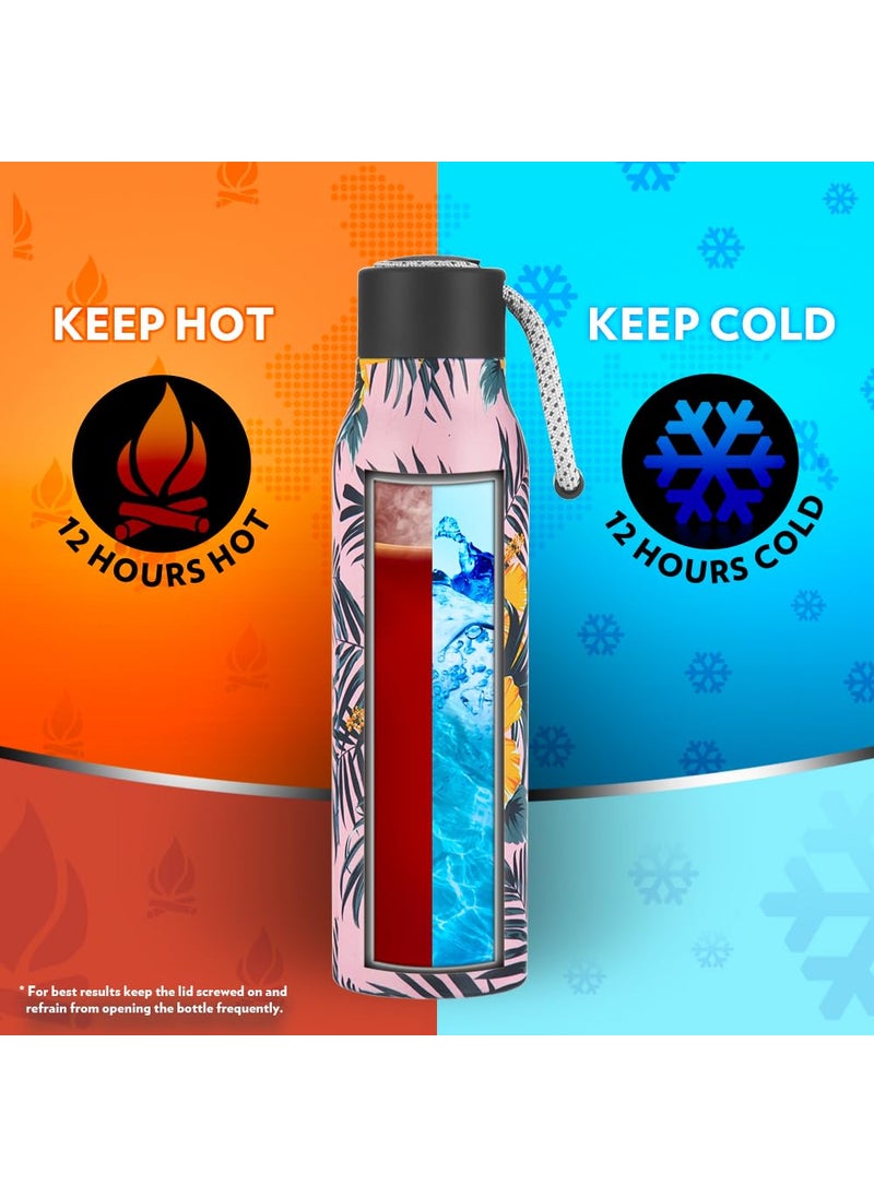 BOROSIL Borosil Hydra Aquasoul Tropical 600 ml Stainless Steel Water Bottle | Double Wall Vacuum Insulated Flask, Leakproof, Wide Mouth with Strap | 12 Hours Hot & Cold | 1 Year Warranty  - Image 4