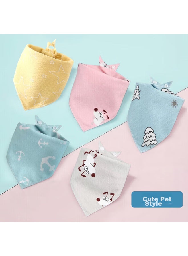 9i9 Baby Drool Bib, Pure Cotton, Double-layer, Infant Bib, Triangle Bib, Snap-on Adjustable Bib, 5-pack, 15061 - Image 5