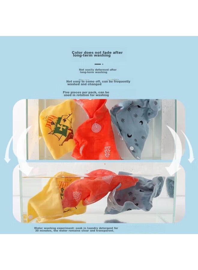 9i9 Baby Drool Bib, Pure Cotton, Double-layer, Infant Bib, Triangle Bib, Snap-on Adjustable Bib, 5-pack, 15061 - Image 3