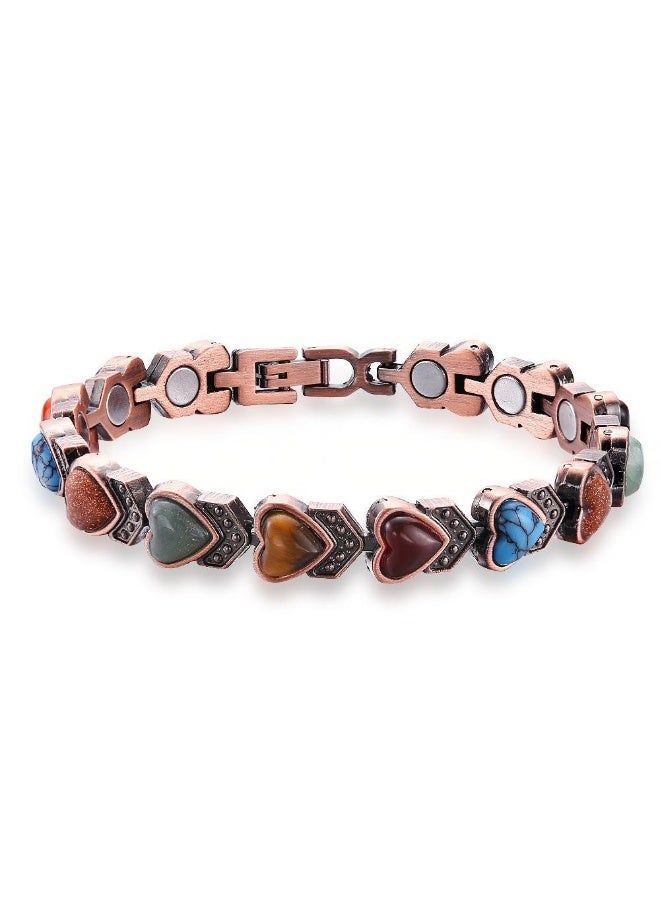 YUCCA Pure Copper Bracelets for Women, Ultra Strength Magnetic Bracelet with 3800 Gauss Magnets & Natural Turquoise & Stones,  Jewelry Gift for Friend - Image 3