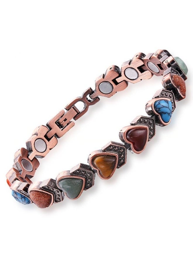 YUCCA Pure Copper Bracelets for Women, Ultra Strength Magnetic Bracelet with 3800 Gauss Magnets & Natural Turquoise & Stones,  Jewelry Gift for Friend - Image 1