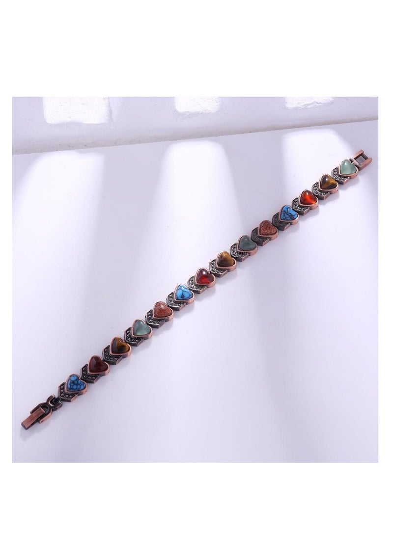 YUCCA Pure Copper Bracelets for Women, Ultra Strength Magnetic Bracelet with 3800 Gauss Magnets & Natural Turquoise & Stones,  Jewelry Gift for Friend - Image 4