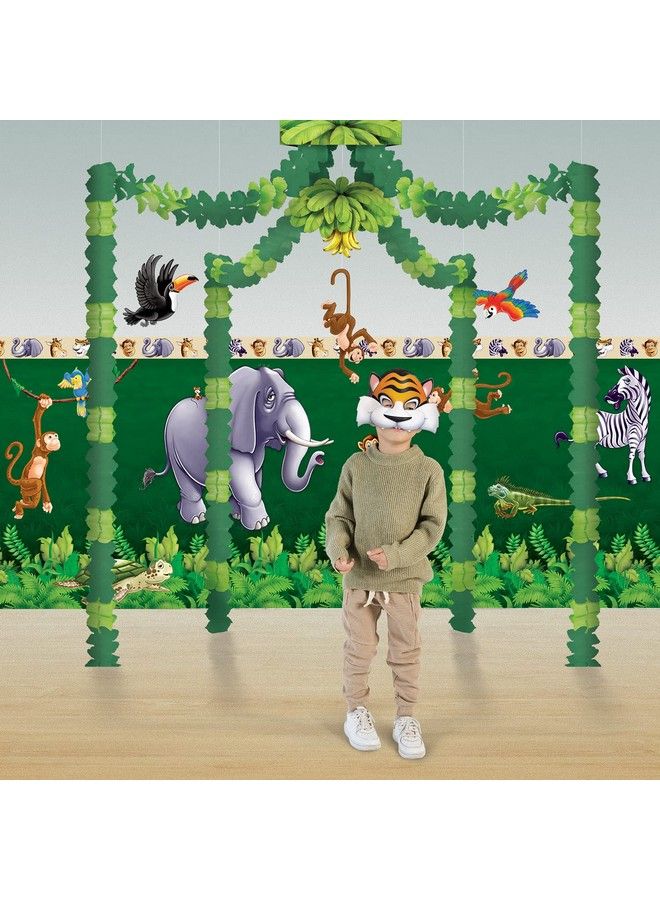 Beistle Jungle Foliage Wall Backdrops 4’ X 30’ Pack Of 2 Photo Backdrop Easy To Adhere Wall Covering Tropical Party Decorations Jungle Party Decorations Greenery Backdrop Party Decor - Image 5