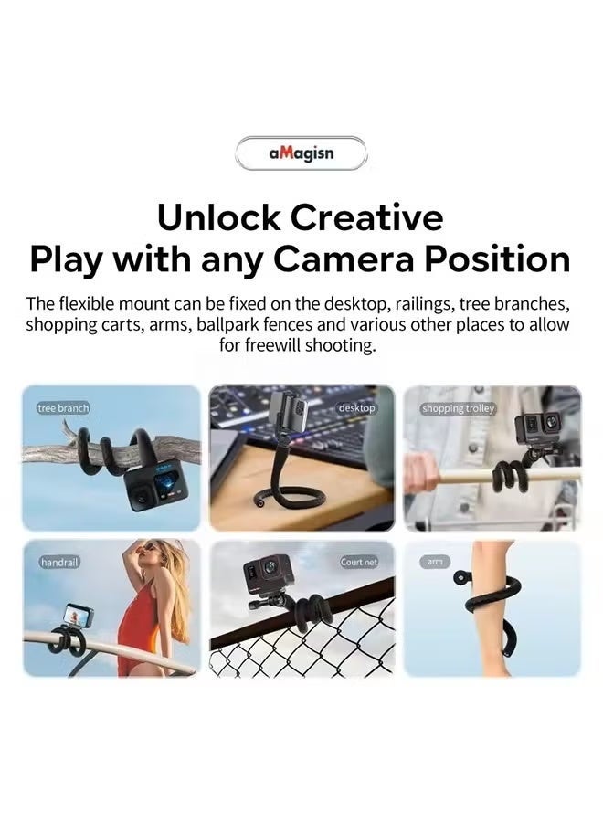 aMagisn Universal Flex Octopus Stand - Multifunctional Selfie Stick Tripod, Flexible Mount for Action Camera Cycling Vlog - Image 3