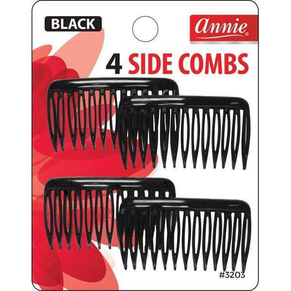 Annie Side Hair Comb Small Black 4pc 3203