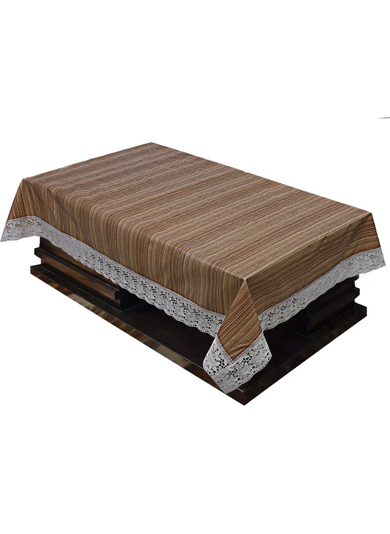 craft city CRAFT CITY Brown Color Wood Printed Center/Dining Table Cover for 2/4/6 Seater Table Cloth/Water and dust with Oil-Proof PVC Rectangular Shape (40x60 inch)  - Image 1