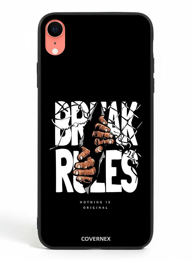 Covernex Apple iPhone XR Protective Case Cover Printed Featuring Break Rules Shattered Text Graphic - Image 2