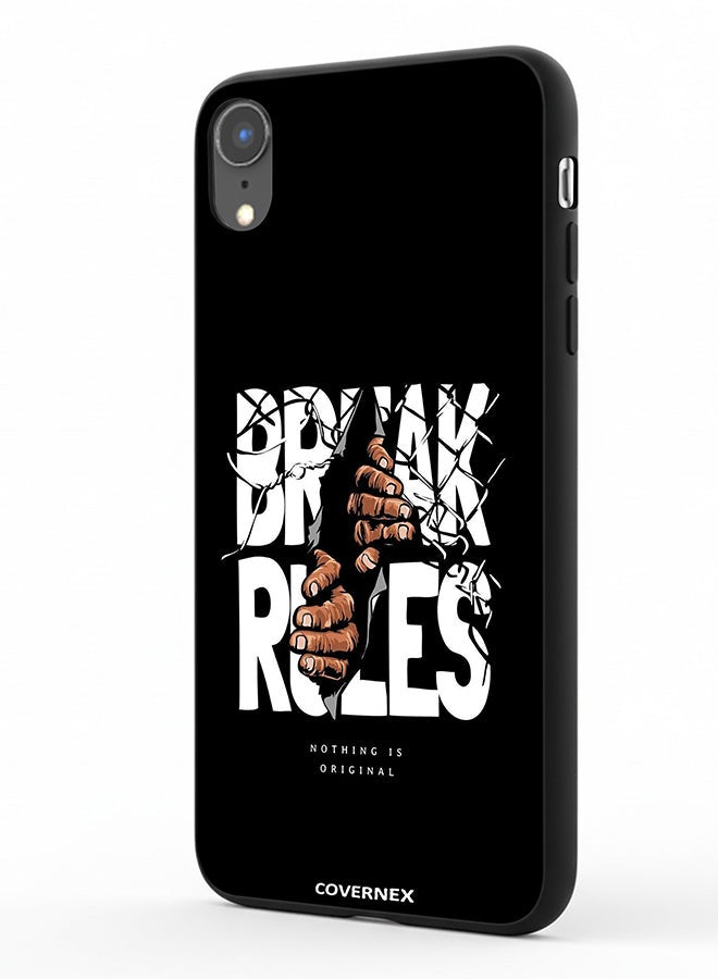 Covernex Apple iPhone XR Protective Case Cover Printed Featuring Break Rules Shattered Text Graphic - Image 1