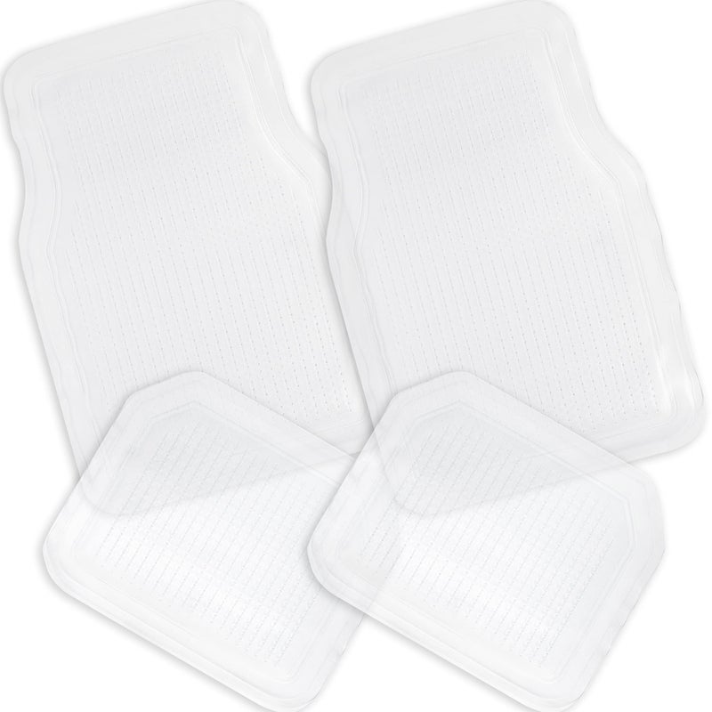 ZONETECH All Weather Full Rubber Clear Car Interior Floor Mats  4Piece Set Clear Heavy Duty Car Interior Floor Mats - Image 1