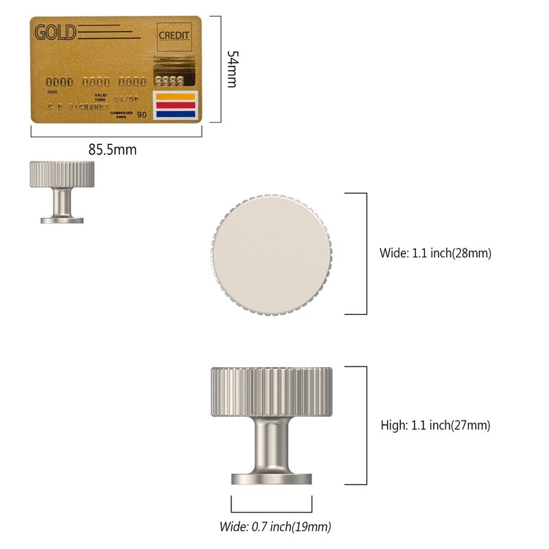 Amerdeco 10 Pack Brushed Satin Nickel Cabinet Knobs Single Hole Cabinet Pulls 1 Inch Drawer Knobs and Pulls for Bathroom Cabinets ZH0071 - Image 4