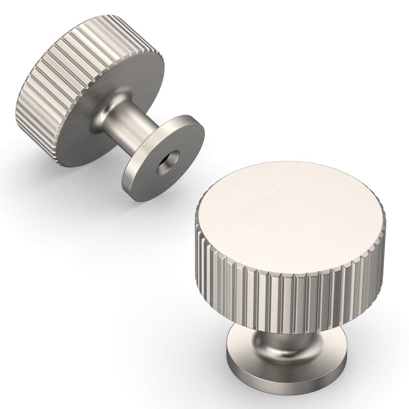 Amerdeco 10 Pack Brushed Satin Nickel Cabinet Knobs Single Hole Cabinet Pulls 1 Inch Drawer Knobs and Pulls for Bathroom Cabinets ZH0071 - Image 2