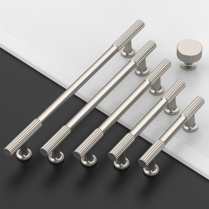 Amerdeco 10 Pack Brushed Satin Nickel Cabinet Knobs Single Hole Cabinet Pulls 1 Inch Drawer Knobs and Pulls for Bathroom Cabinets ZH0071 - Image 3