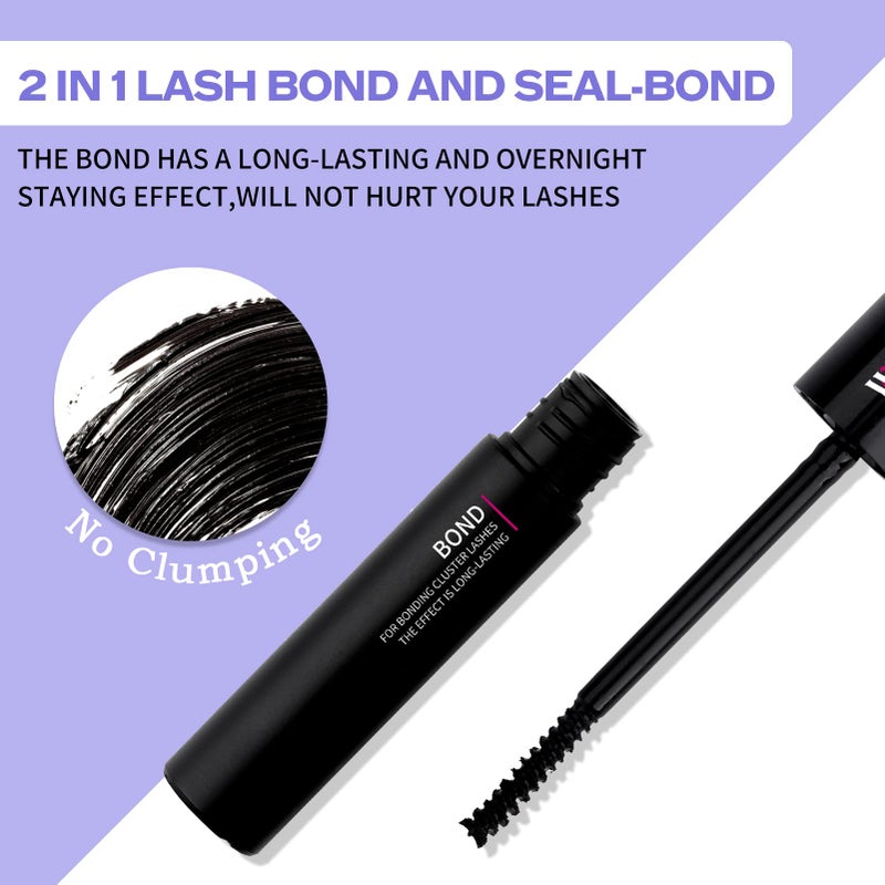 WENDY LASHES Lash Bond and Seal for Eyelash Cluster: Wendy, Using at Home, 2 in 1 Glue, DIY, Strong & Flexible Hold, 5ml Black Bond, 5ml Clear Seal - Image 3