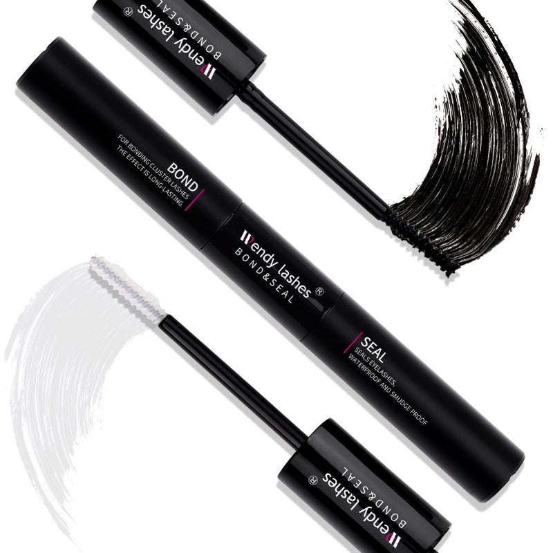 WENDY LASHES Lash Bond and Seal for Eyelash Cluster: Wendy, Using at Home, 2 in 1 Glue, DIY, Strong & Flexible Hold, 5ml Black Bond, 5ml Clear Seal - Image 1