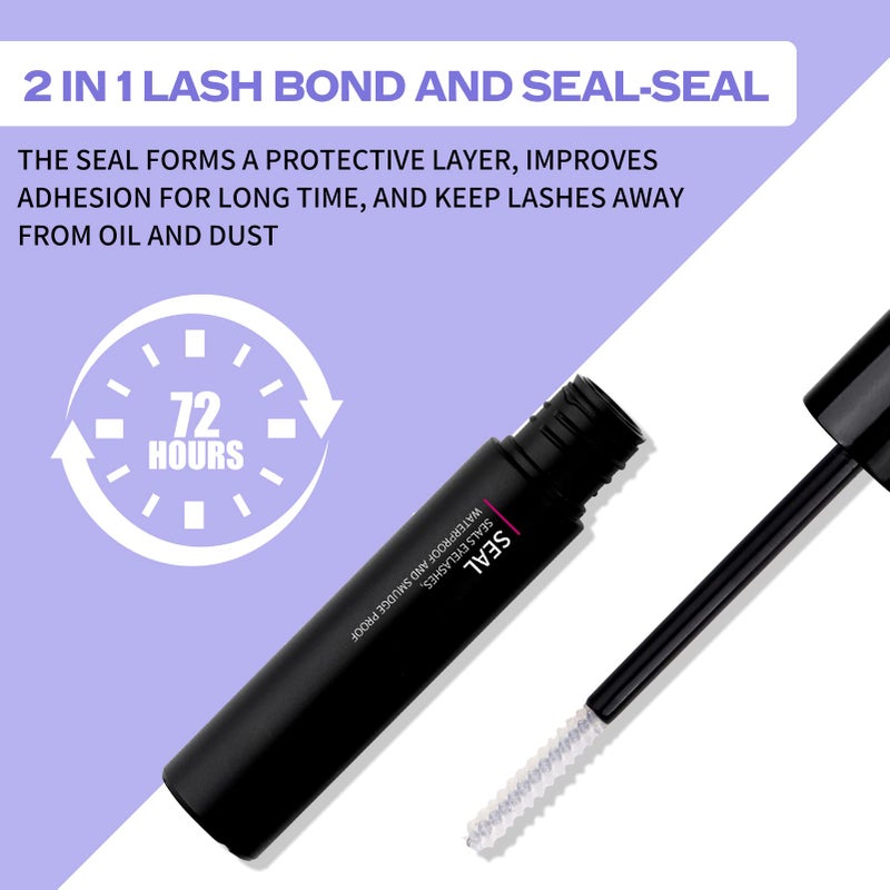 WENDY LASHES Lash Bond and Seal for Eyelash Cluster: Wendy, Using at Home, 2 in 1 Glue, DIY, Strong & Flexible Hold, 5ml Black Bond, 5ml Clear Seal - Image 4