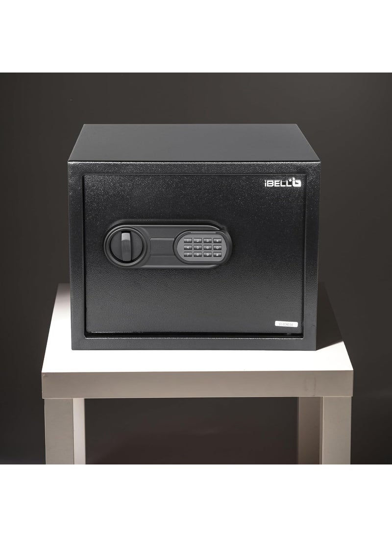 iBELL SL30S Digital Electronic Safe Locker for Personal and Office Use 30L Black Locker with Blue LED Light and Emergency Key Access
