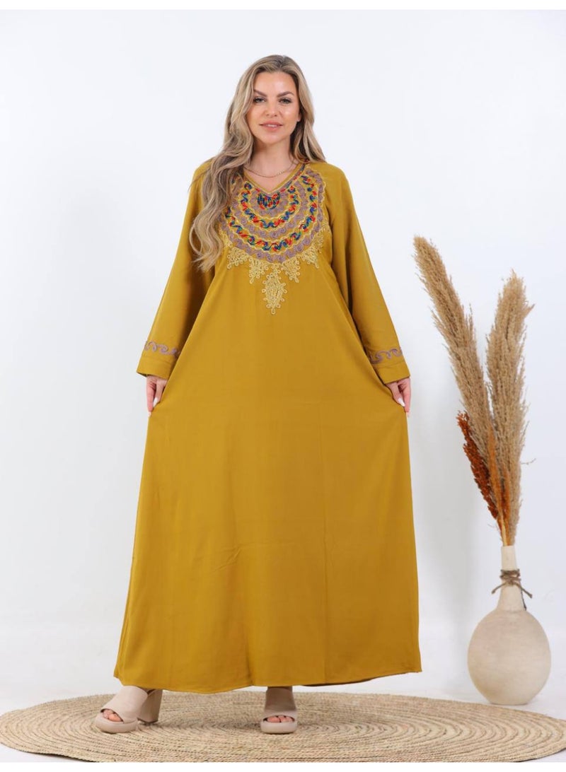 افندينا  جلابية ناعمة مطرزة بتطريز متناسق وانيق A-634 - Image 2