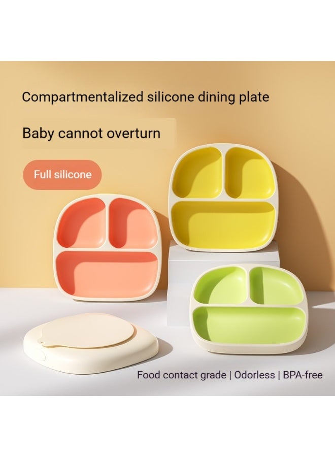zaxion Youkebei Silicone Divided Baby Plate Suction Base Toddler Feeding Tray FDA Tested CPC Certified BPA-Free