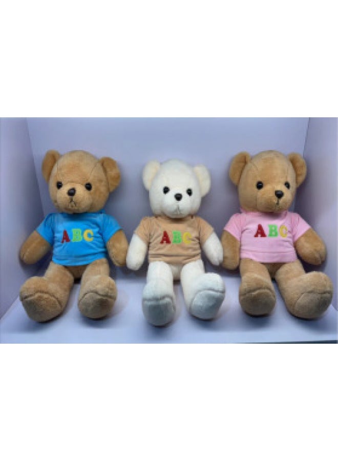 Bear Plush Toy Teddy Bear Sweater Bear Big 15 Inch Grab Machine Exchange Children Sleep Pillow Wholesale-Specifications:ABC Sweatshirt Bear TD35-color:Leather Shell-55cm