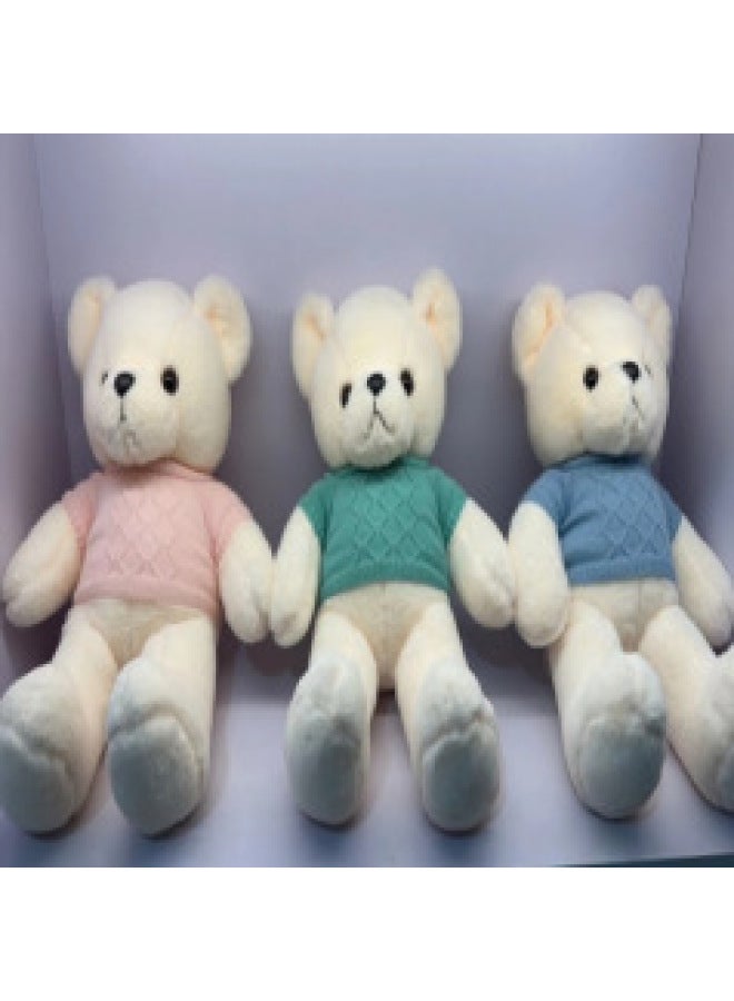 Bear Plush Toy Teddy Bear Sweater Bear Big 15 Inch Grab Machine Exchange Children Sleep Pillow Wholesale-Specifications:ABC Sweatshirt Bear TD35-color:Leather Shell-55cm