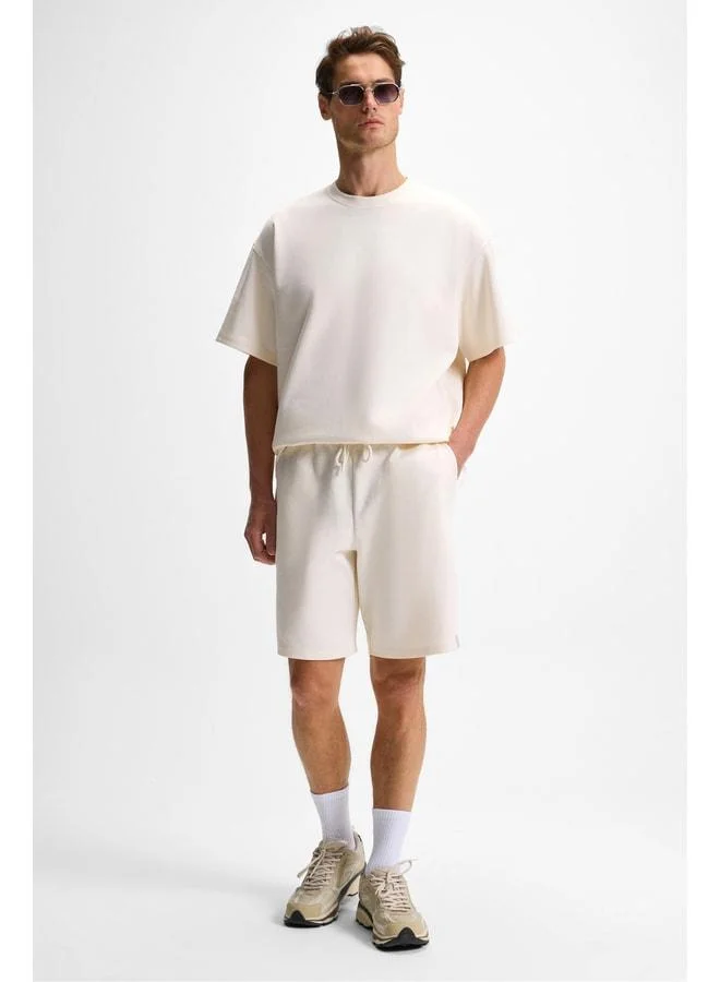 Grimelange DONYEL Men's Polo Neck Short Sleeve Regular Beige T-Shirt