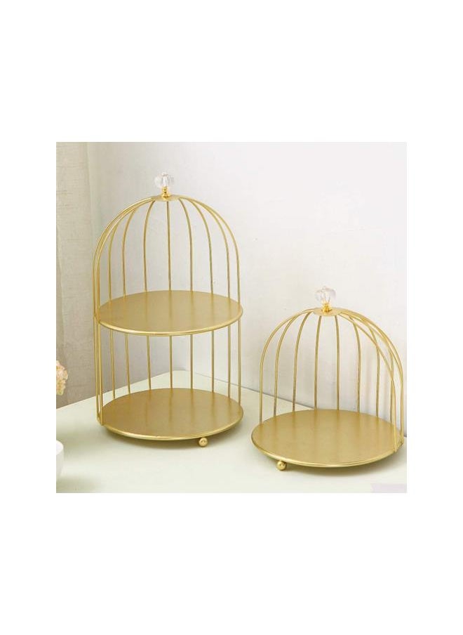 silvercnc - silvercnc Cake Stand 2 Tiered Serving Stand Bird Cage Dessert Display Pastry Candy Plate for Wedding Party Birthday Baby Shower Celebrations - Image 1