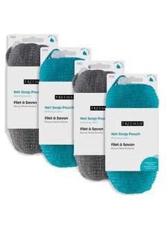 Freeman Freeman Net Soap Pouch, Exfoliating Mesh Body Scrubber, Bath & Shower Pouf Removes Dead Skin, Dirt, & Impurities, for Soap Bars, Textured Netting for Mild Exfoliation, Self-Tan Prep, 4 Count  - Image 1