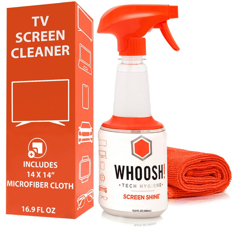 Screen Cleaner Kit by WHOOSH! - [16.9 Oz] Best for Smartphones, iPads, Eyeglasses, e-Readers, TV Screen Cleaner, Computer Screen Cleaner, Laptop & Touchscreen - 2 Cloths Included - Image 1