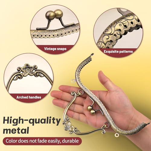 JUPEAN 4 Colors Purse Clasp Frame,8.14Inch Bag Kiss Clasp Lock,Metal Purse Frame for DIY Craft,Purse Making,Bag Making - Image 3