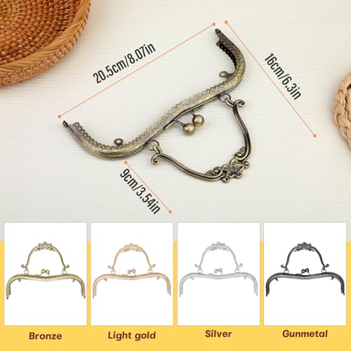 JUPEAN 4 Colors Purse Clasp Frame,8.14Inch Bag Kiss Clasp Lock,Metal Purse Frame for DIY Craft,Purse Making,Bag Making - Image 2