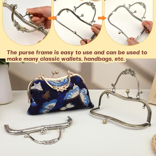 JUPEAN 4 Colors Purse Clasp Frame,8.14Inch Bag Kiss Clasp Lock,Metal Purse Frame for DIY Craft,Purse Making,Bag Making - Image 4