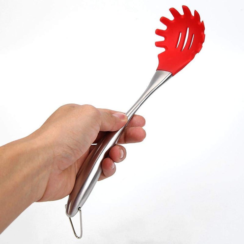 we3 we3 Pasta Fork Stainless Steel Spaghetti ServerPasta Server 32CM Long RED  - Image 2