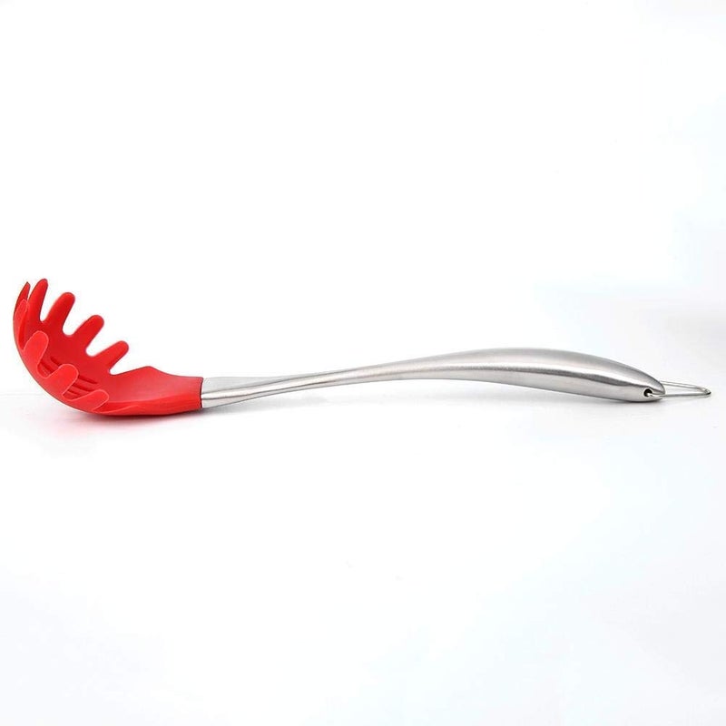 we3 we3 Pasta Fork Stainless Steel Spaghetti ServerPasta Server 32CM Long RED  - Image 3