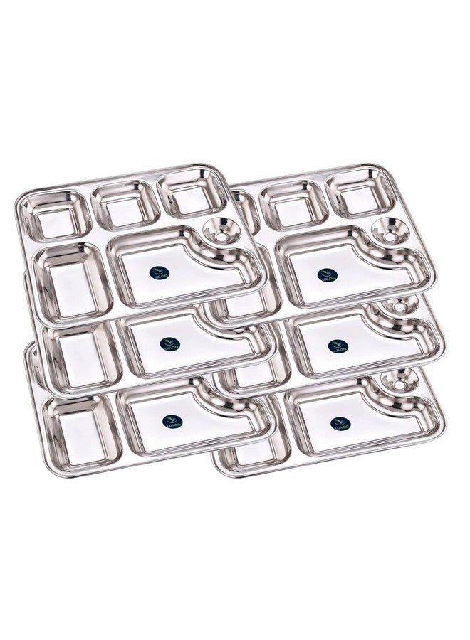 WIAA Stainless Steel 6 Partition Plate for Dinner Lunch, Mesh Plate, Compartment Plate - Thali (Set of 6) - Image 2