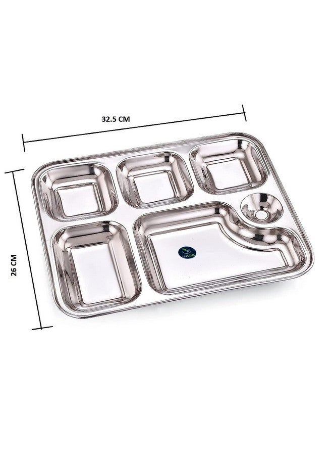 WIAA Stainless Steel 6 Partition Plate for Dinner Lunch, Mesh Plate, Compartment Plate - Thali (Set of 6) - Image 4