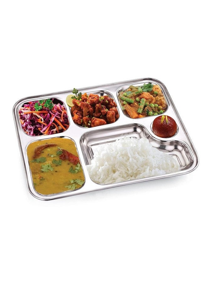 WIAA Stainless Steel 6 Partition Plate for Dinner Lunch, Mesh Plate, Compartment Plate - Thali (Set of 6) - Image 3