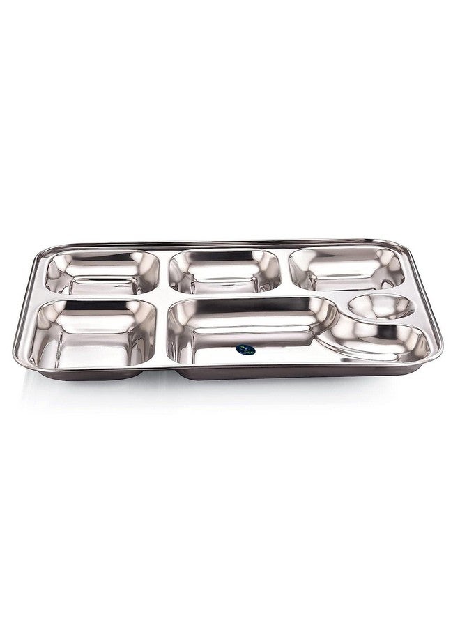 WIAA Stainless Steel 6 Partition Plate for Dinner Lunch, Mesh Plate, Compartment Plate - Thali (Set of 6) - Image 5