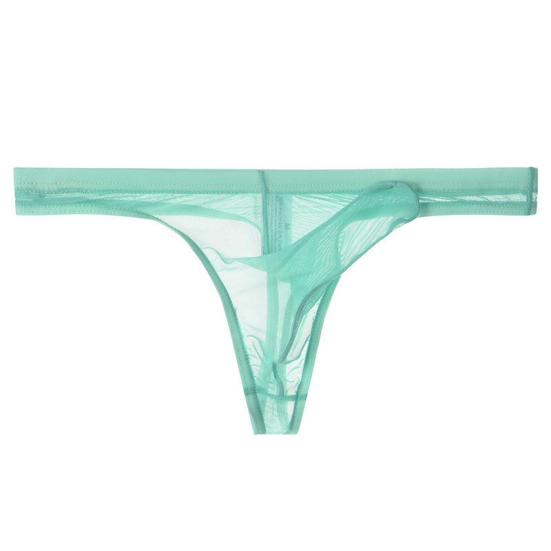 Mens Ultra-Thin Mesh Thong Breathable Elephant Trunk Underwear Purple  - Image 3