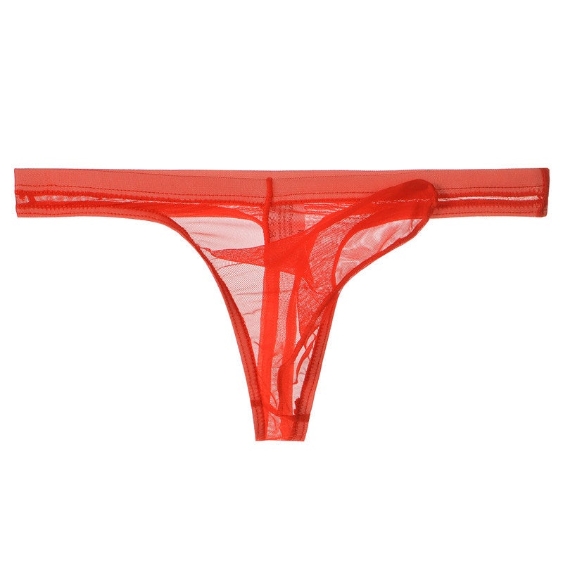 Mens Ultra-Thin Mesh Thong Breathable Elephant Trunk Underwear Purple  - Image 5