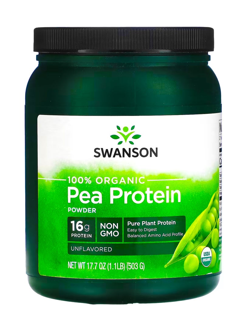سوانسون مسحوق بروتين البازلاء العضوي 100٪  بدون نكهات  1.1 رطل (503 جم)