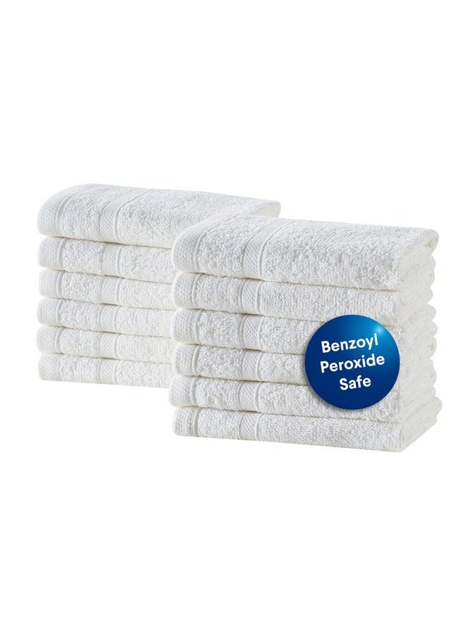 Clorox Bleach Friendly, Quick Dry, 100% Cotton Washcloths (12" x 12"), Highly Absorbent Soft Lightweight, Ideal for Everyday Use, Easy to Wash (12 Pack, White) - Image 1