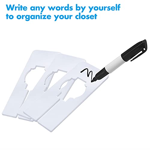Vantasii 30 PCS Rectangular White Plastic Closet Dividers with a Bonus Marker, Writable and Reusable for Sorting Clothing Size, Color, Size 2” x 5.4’’(Inner Diameter 1.38”) - Image 3