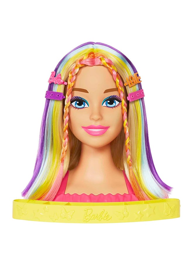 Barbie - باربي رأس تصفيف ديلوكس قوس قزح النيوني شعر أشقر - Image 1