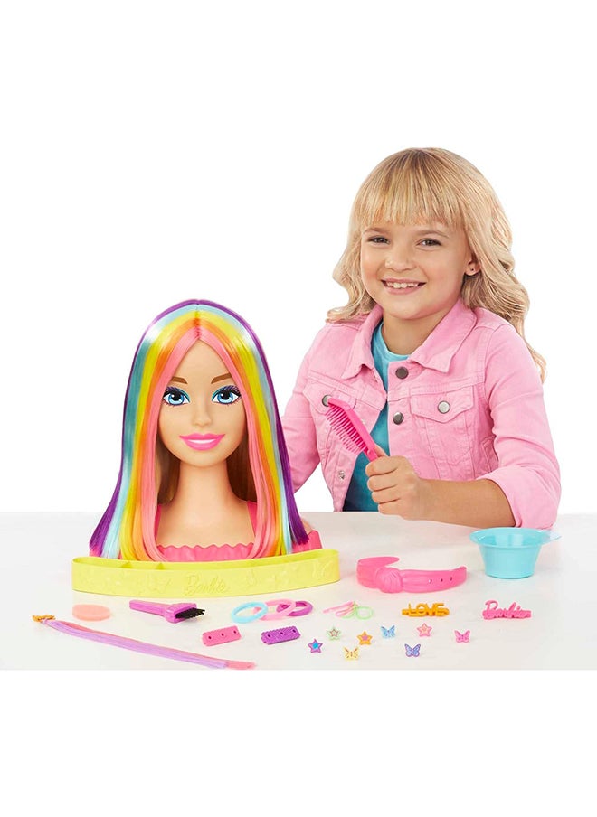 Barbie - باربي رأس تصفيف ديلوكس قوس قزح النيوني شعر أشقر - Image 1