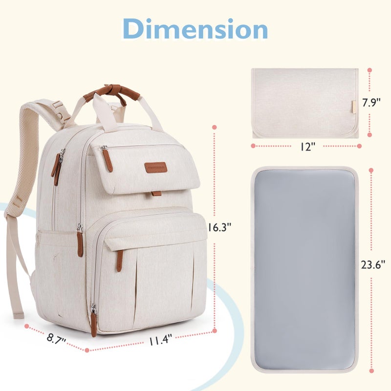 mommore Diaper Bag Backpack, Large Diaper Bag Expandable for 2 Kids/Twins, Durable Baby Bag with Changing Pad, Water Resistant Travel Diaper Backpack for Mom Dad - Image 5