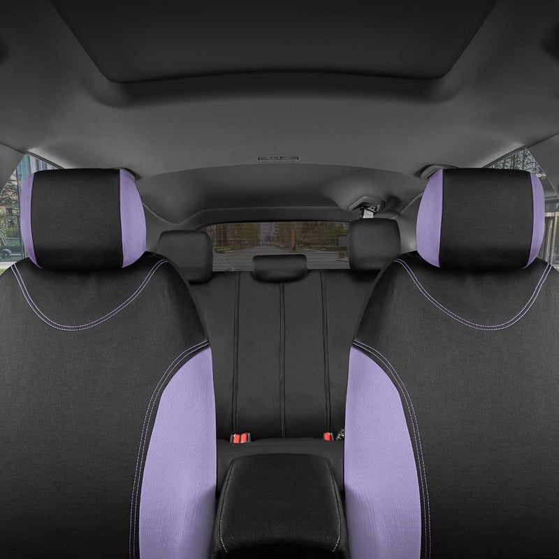BDK UltraSleek Car Seat Covers Full Set in Purple - Front and Rear Bench Protector Set - Image 2